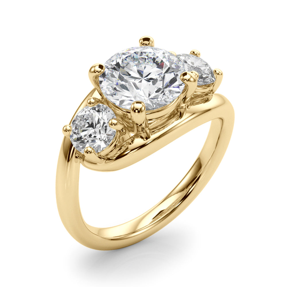 Brilliant Three-Stone Round Diamond Engagement Ring — 9K/18K Gold & Platinum