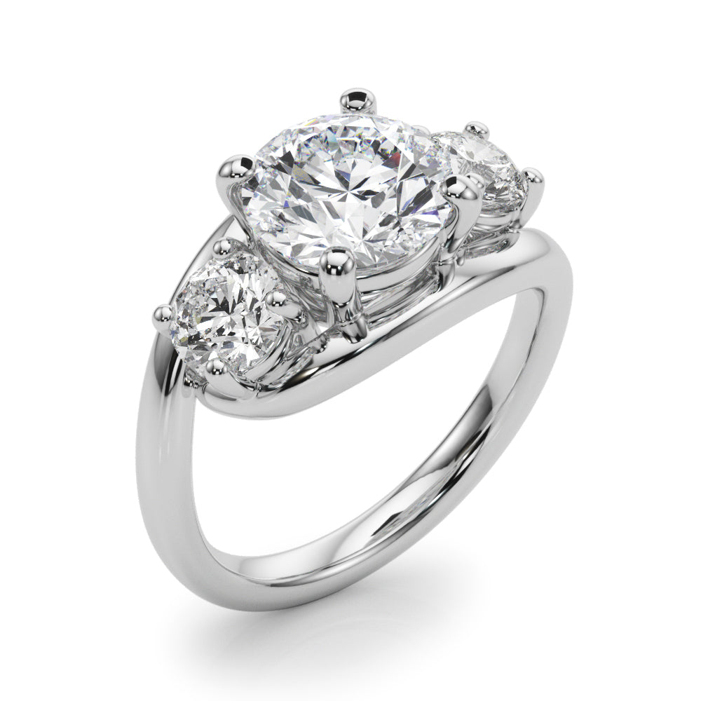 Brilliant Three-Stone Round Diamond Engagement Ring — 9K/18K Gold & Platinum