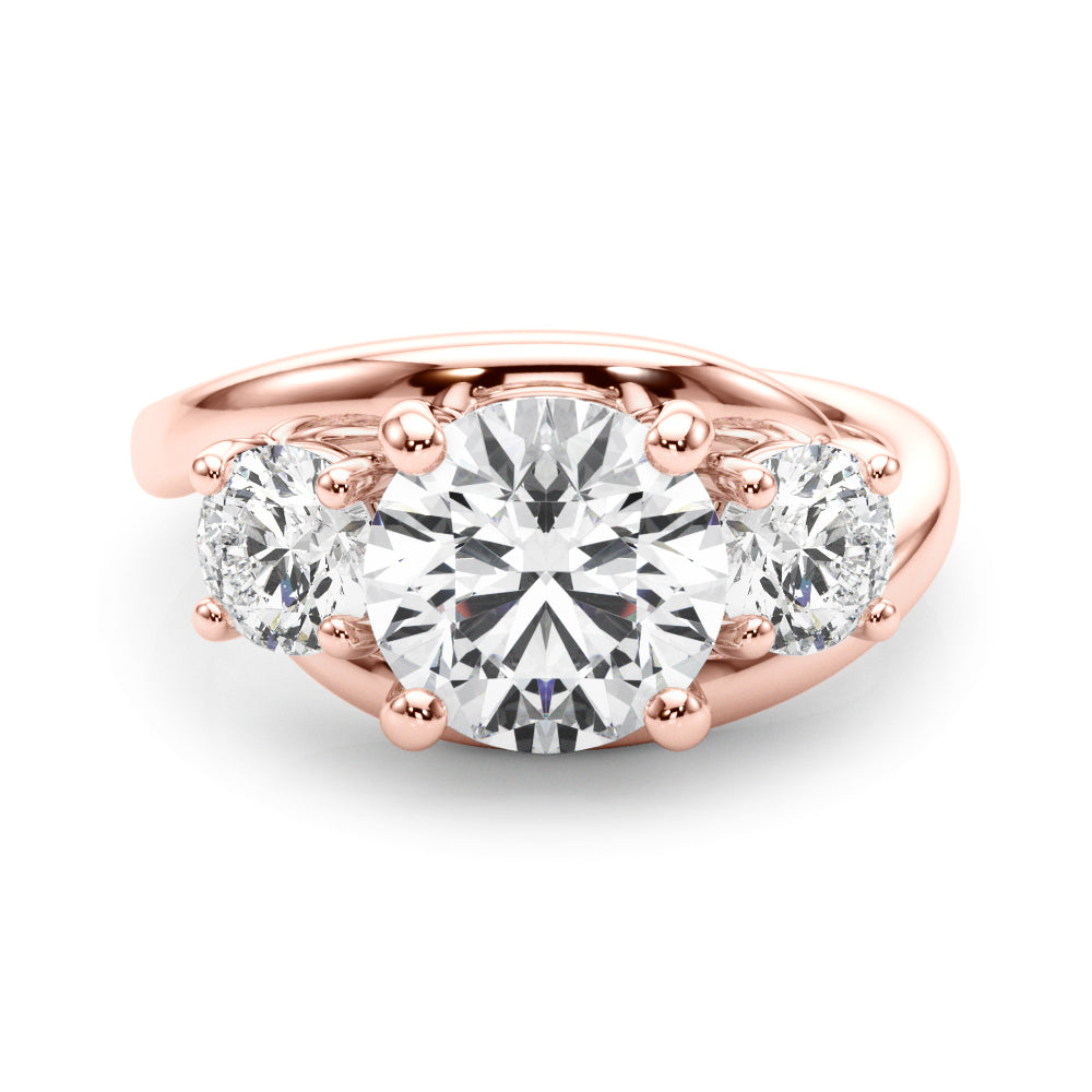 Brilliant Three-Stone Round Diamond Engagement Ring — 9K/18K Gold & Platinum