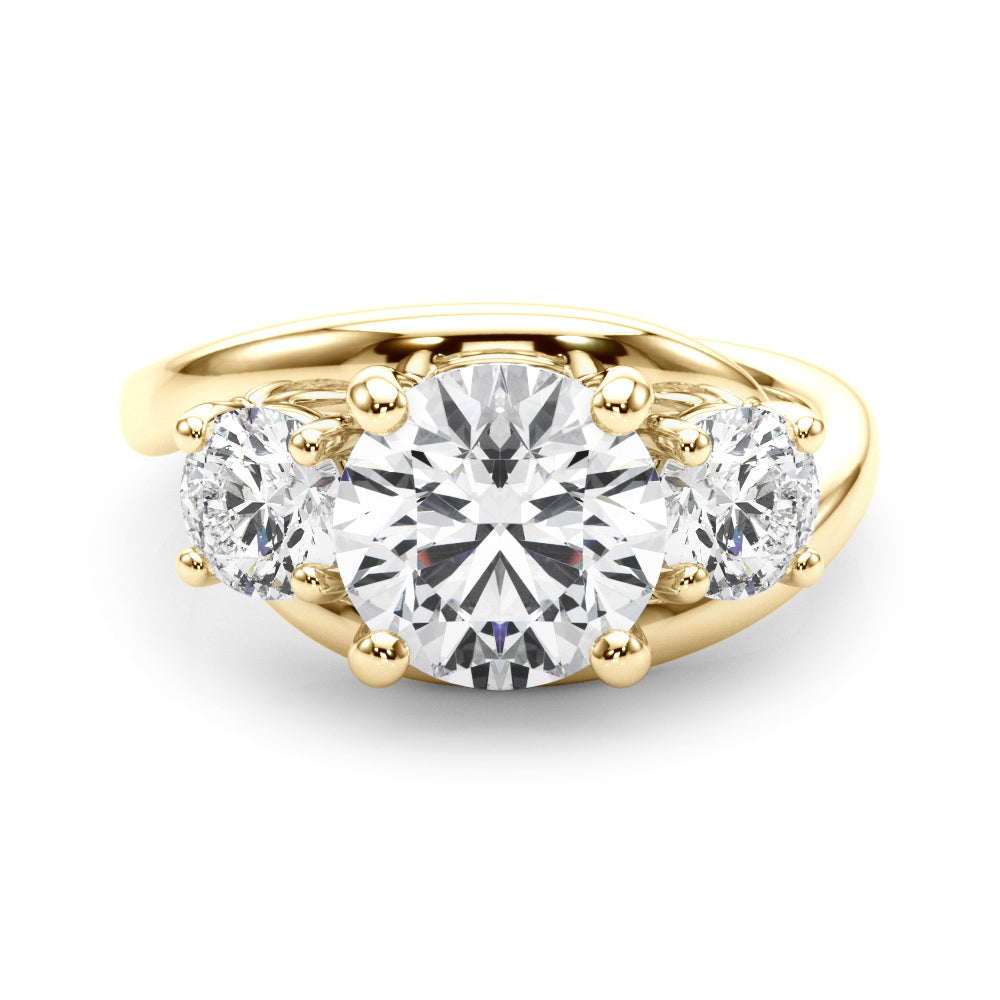 Brilliant Three-Stone Round Diamond Engagement Ring — 9K/18K Gold & Platinum