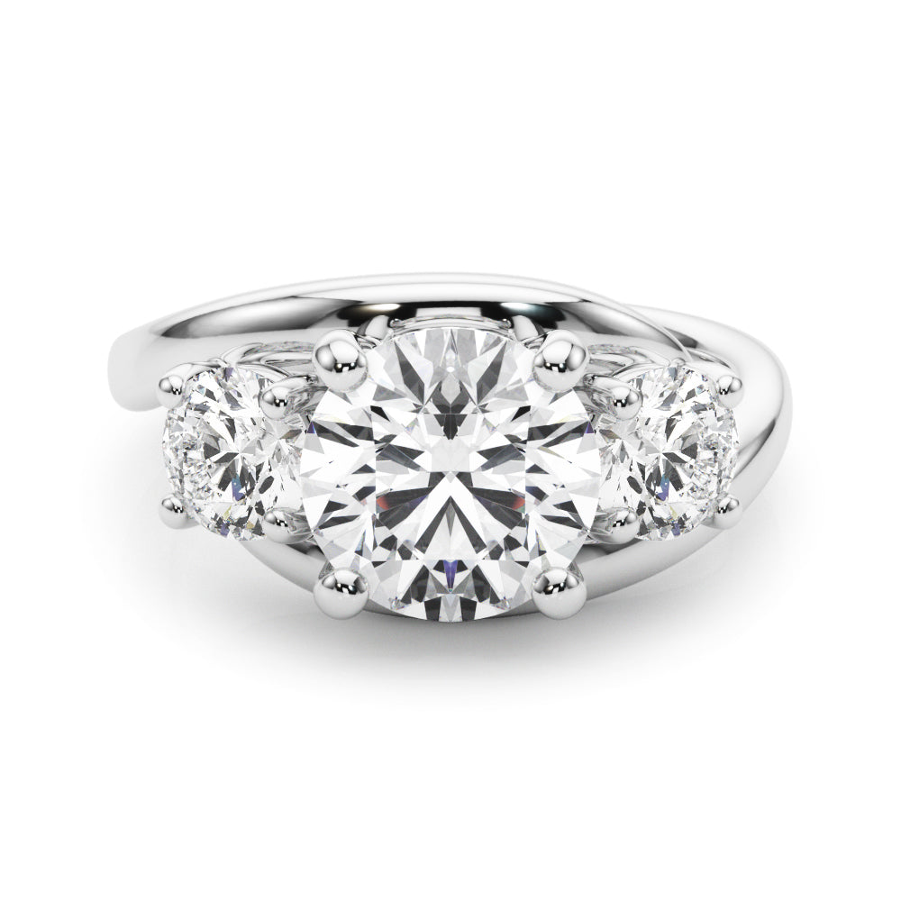 Brilliant Three-Stone Round Diamond Engagement Ring — 9K/18K Gold & Platinum