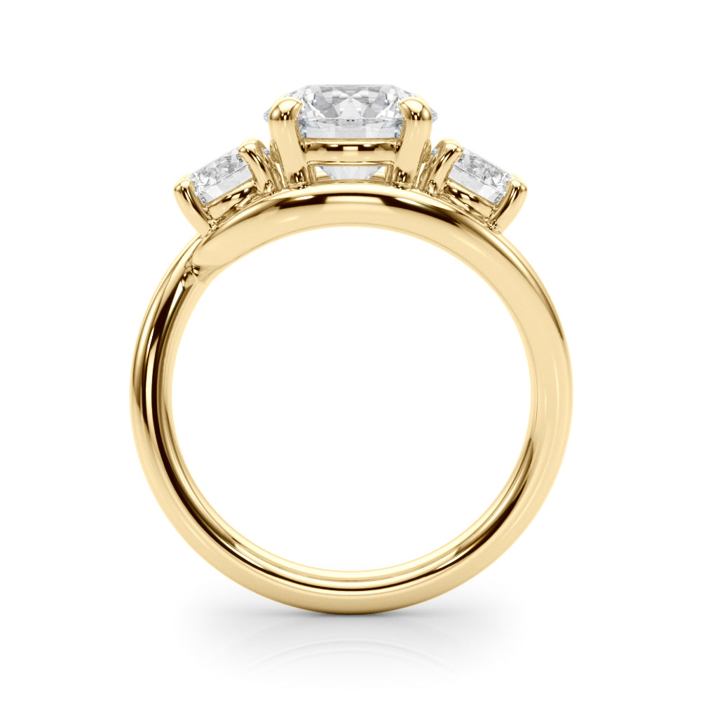 Brilliant Three-Stone Round Diamond Engagement Ring — 9K/18K Gold & Platinum