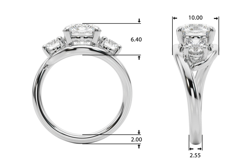 Brilliant Three-Stone Round Diamond Engagement Ring — 9K/18K Gold & Platinum