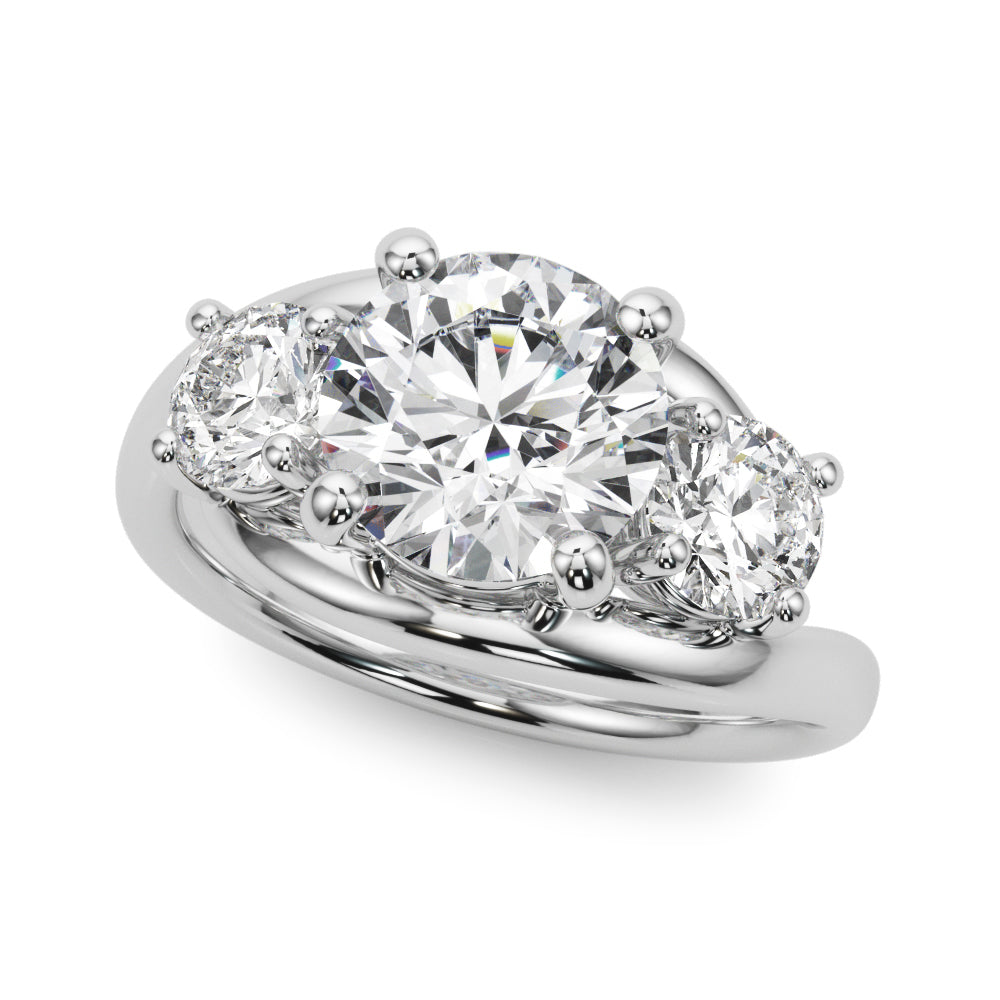 Brilliant Three-Stone Round Diamond Engagement Ring — 9K/18K Gold & Platinum