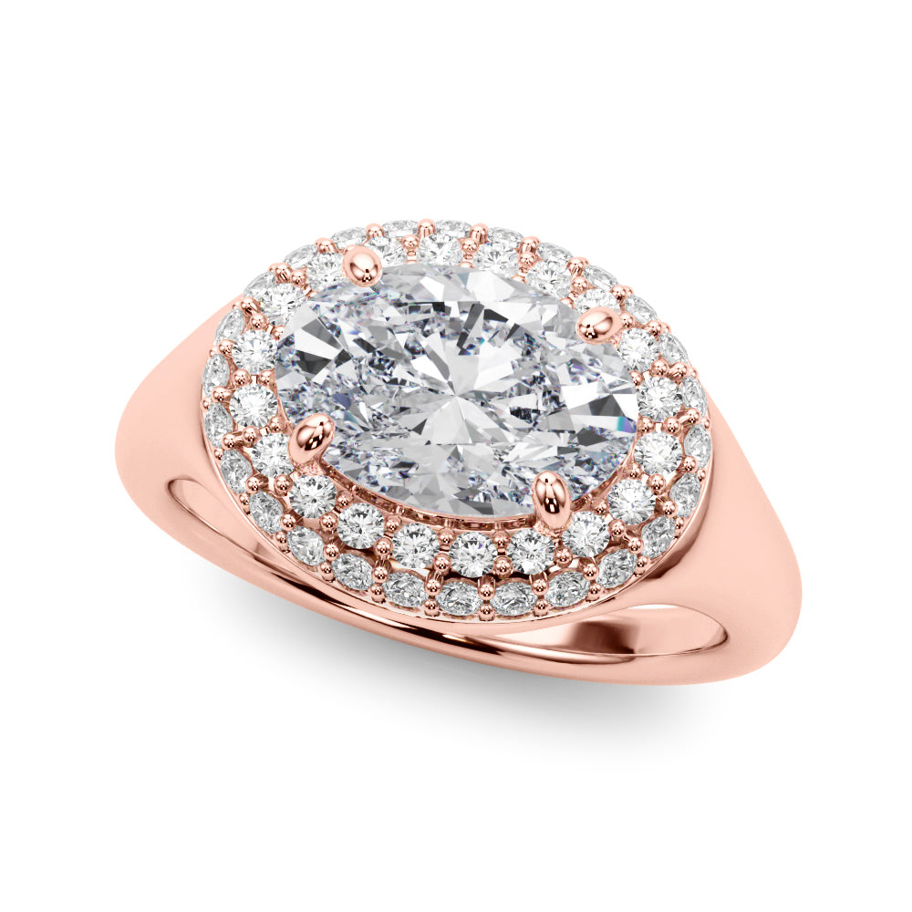 Pristine Trellis Oval Diamond Engagement Ring — 9K/18K Gold & Platinum