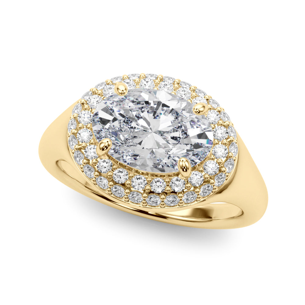 Pristine Trellis Oval Diamond Engagement Ring — 9K/18K Gold & Platinum