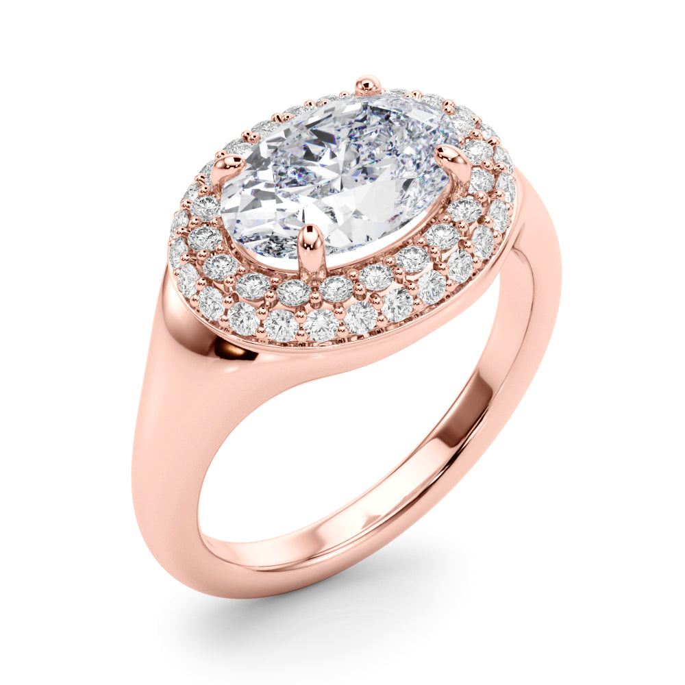 Pristine Trellis Oval Diamond Engagement Ring — 9K/18K Gold & Platinum