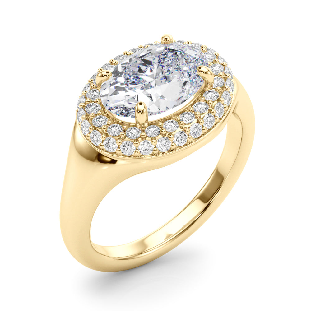 Pristine Trellis Oval Diamond Engagement Ring — 9K/18K Gold & Platinum