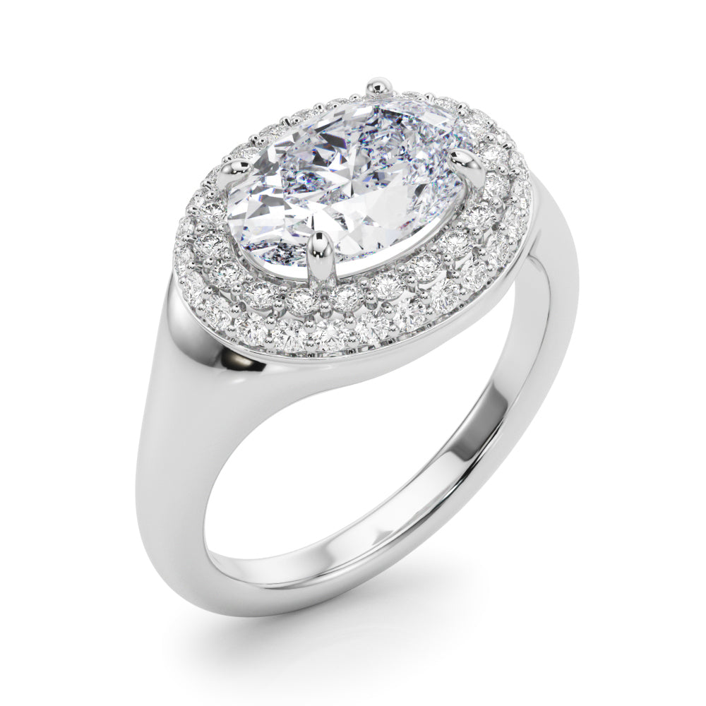Pristine Trellis Oval Diamond Engagement Ring — 9K/18K Gold & Platinum