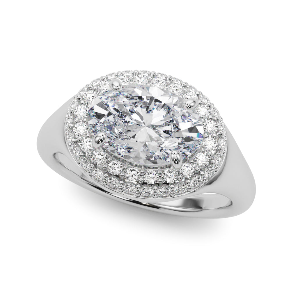 Pristine Trellis Oval Diamond Engagement Ring — 9K/18K Gold & Platinum