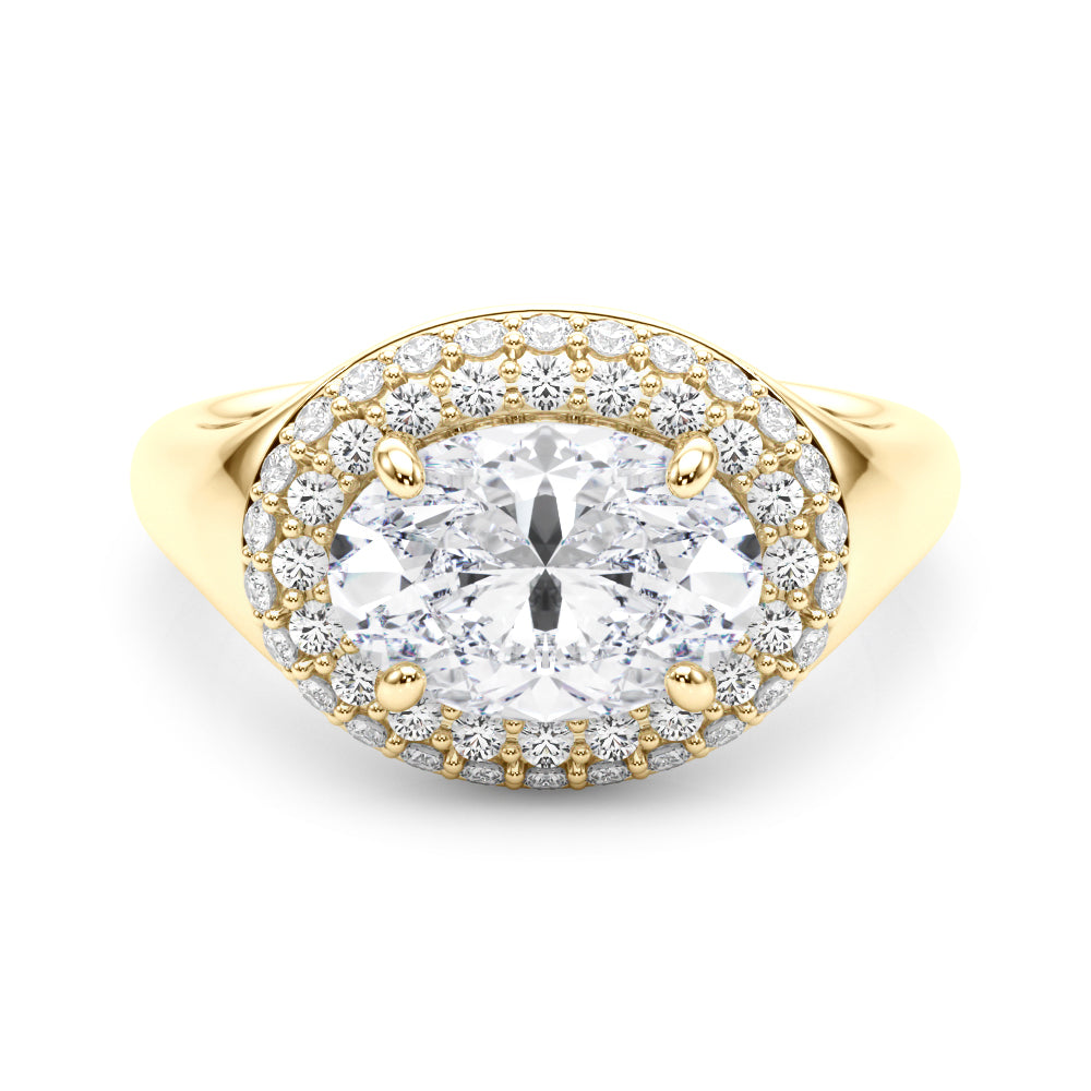 Pristine Trellis Oval Diamond Engagement Ring — 9K/18K Gold & Platinum