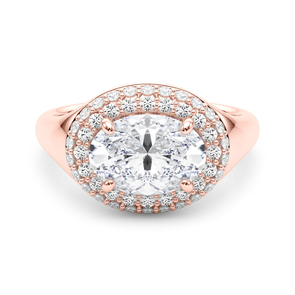 Pristine Trellis Oval Diamond Engagement Ring — 9K/18K Gold & Platinum
