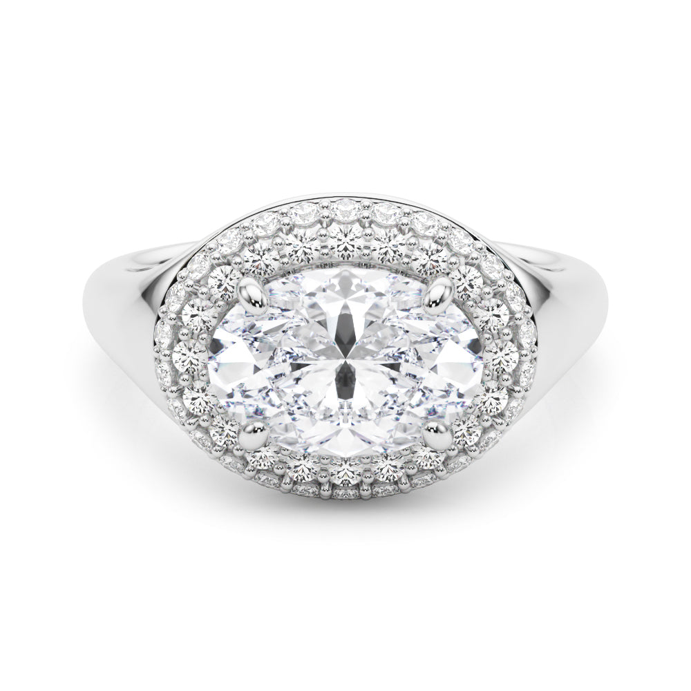 Pristine Trellis Oval Diamond Engagement Ring — 9K/18K Gold & Platinum