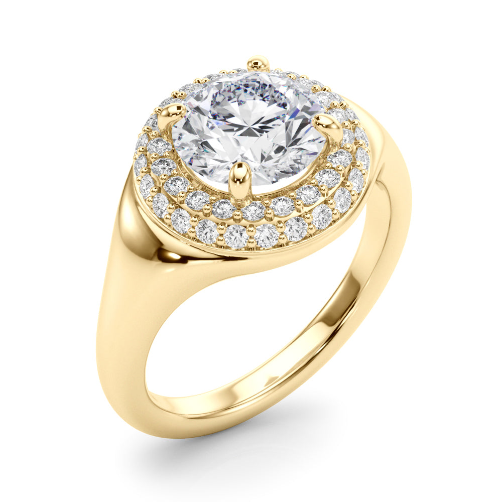 Devoted Trellis Round Diamond Engagement Ring — 9K/18K Gold & Platinum