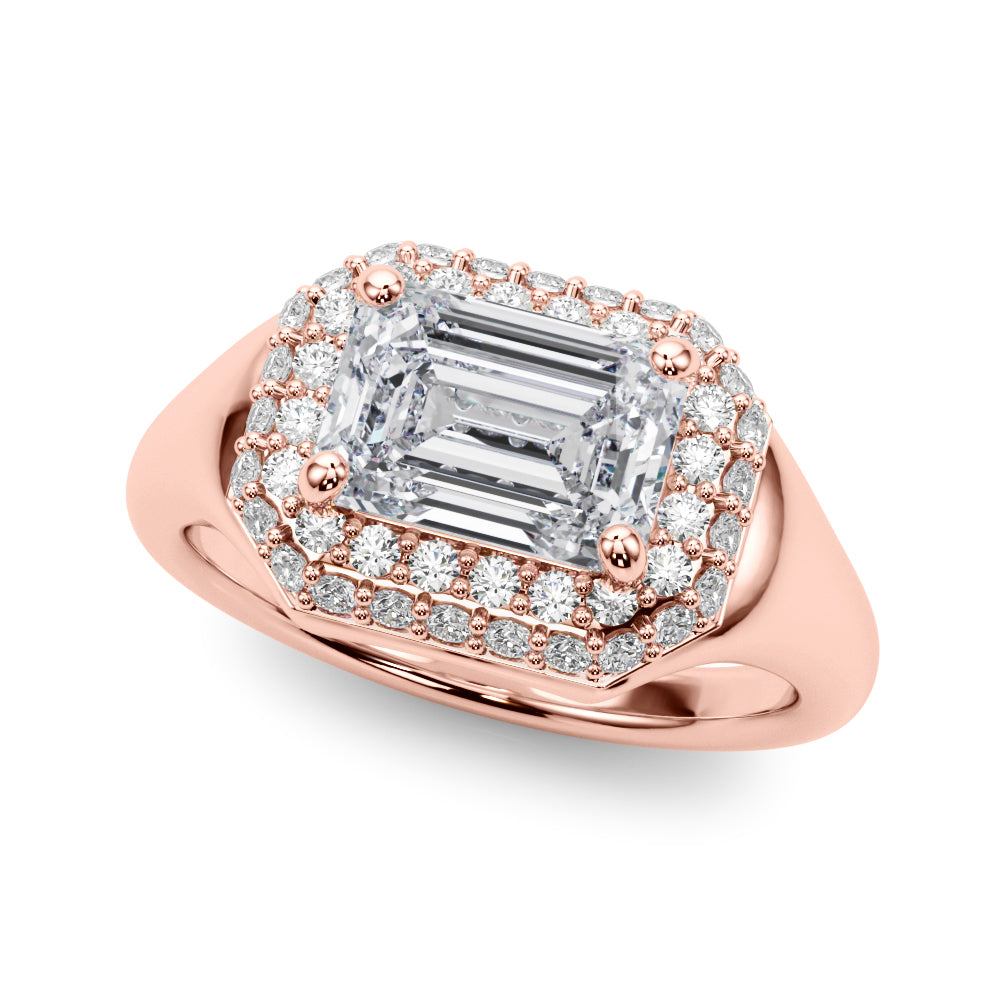 Adored Trellis Emerald Diamond Engagement Ring — 9K/18K Gold & Platinum