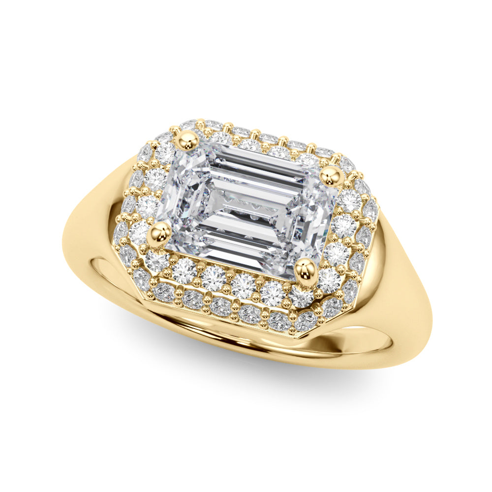 Adored Trellis Emerald Diamond Engagement Ring — 9K/18K Gold & Platinum