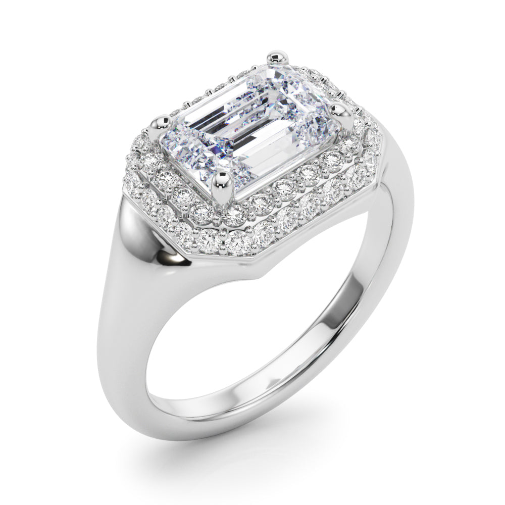 Adored Trellis Emerald Diamond Engagement Ring — 9K/18K Gold & Platinum