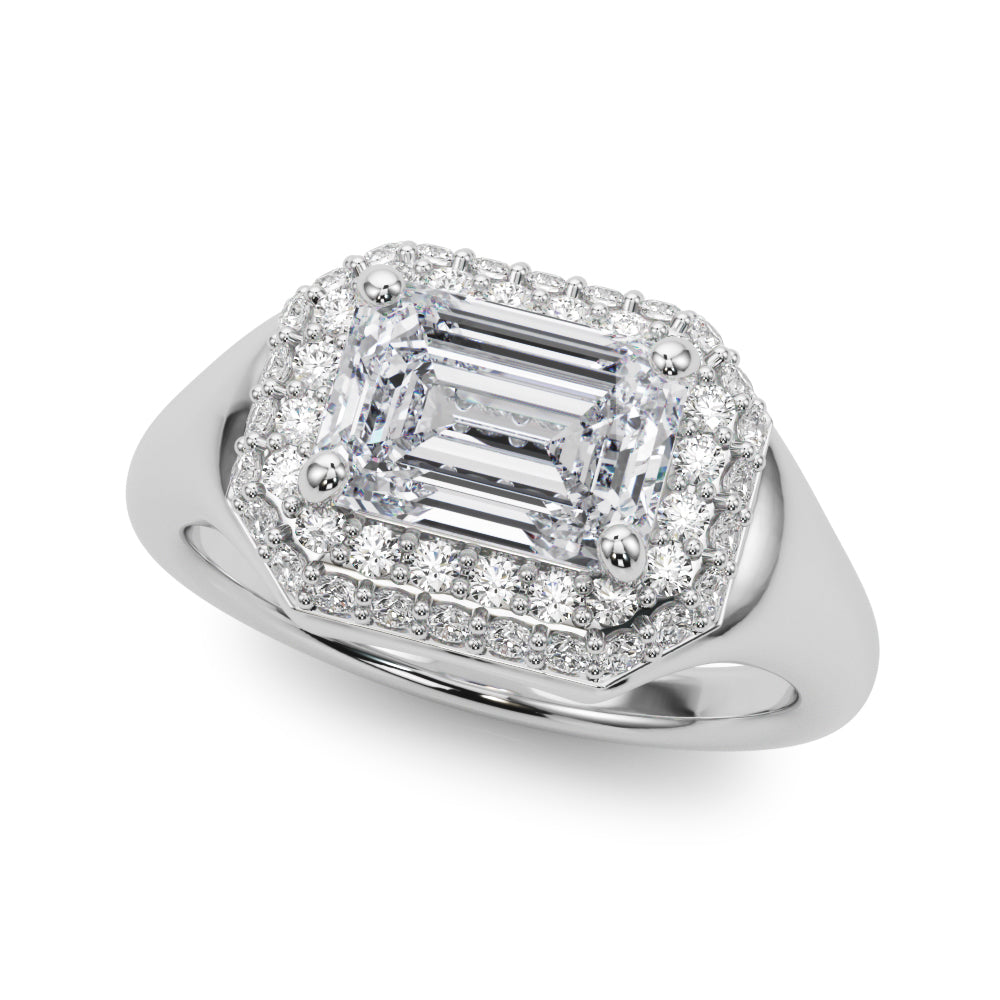 Adored Trellis Emerald Diamond Engagement Ring — 9K/18K Gold & Platinum