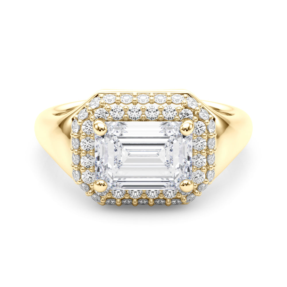 Adored Trellis Emerald Diamond Engagement Ring — 9K/18K Gold & Platinum