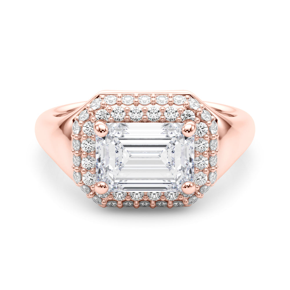 Adored Trellis Emerald Diamond Engagement Ring — 9K/18K Gold & Platinum