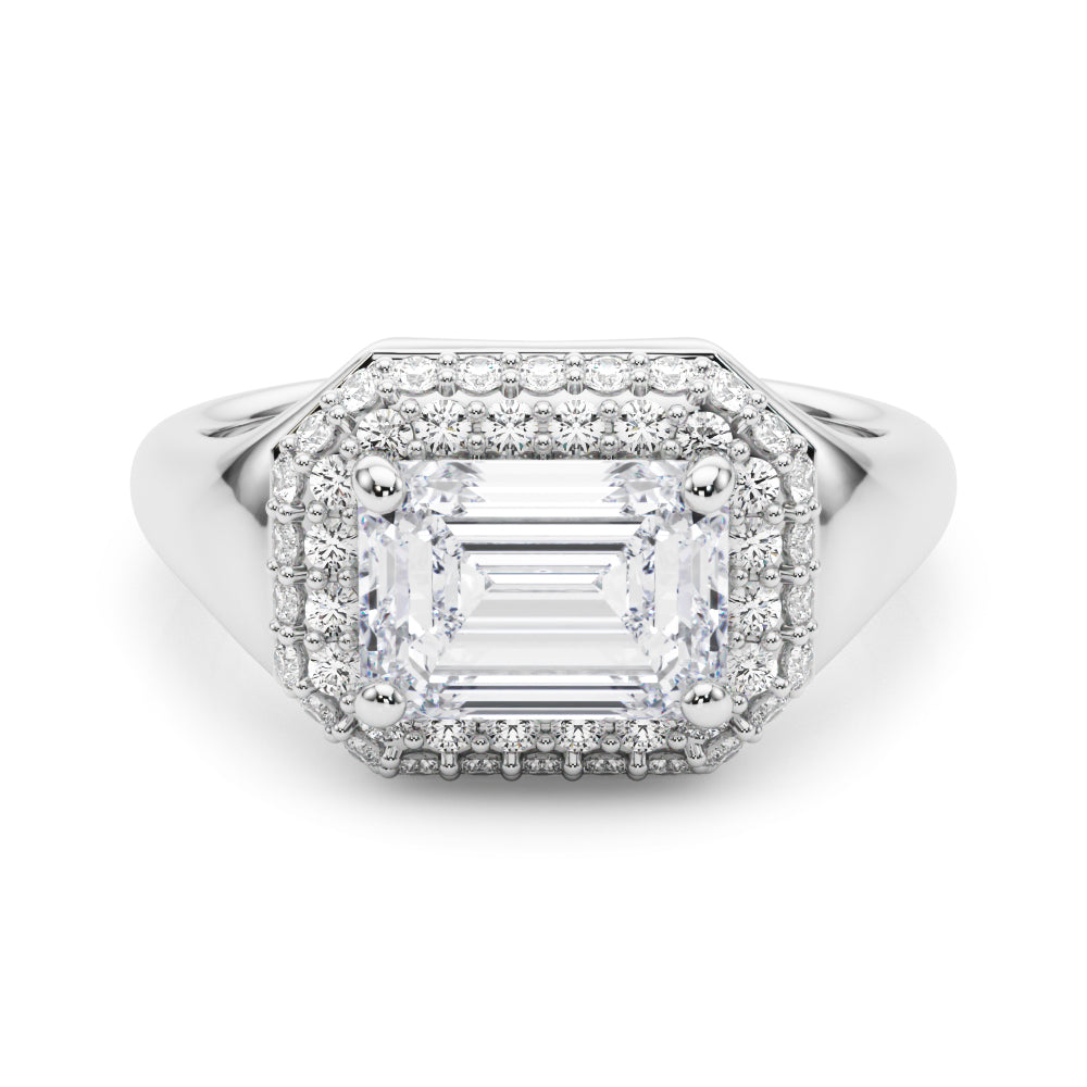 Adored Trellis Emerald Diamond Engagement Ring — 9K/18K Gold & Platinum