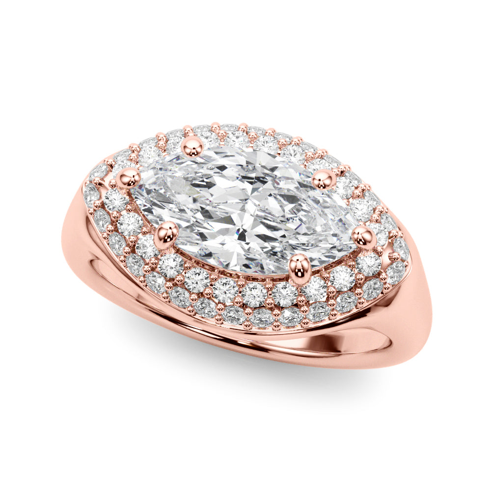 Resplendent Trellis Marquise Diamond Engagement Ring — 9K/18K Gold & Platinum