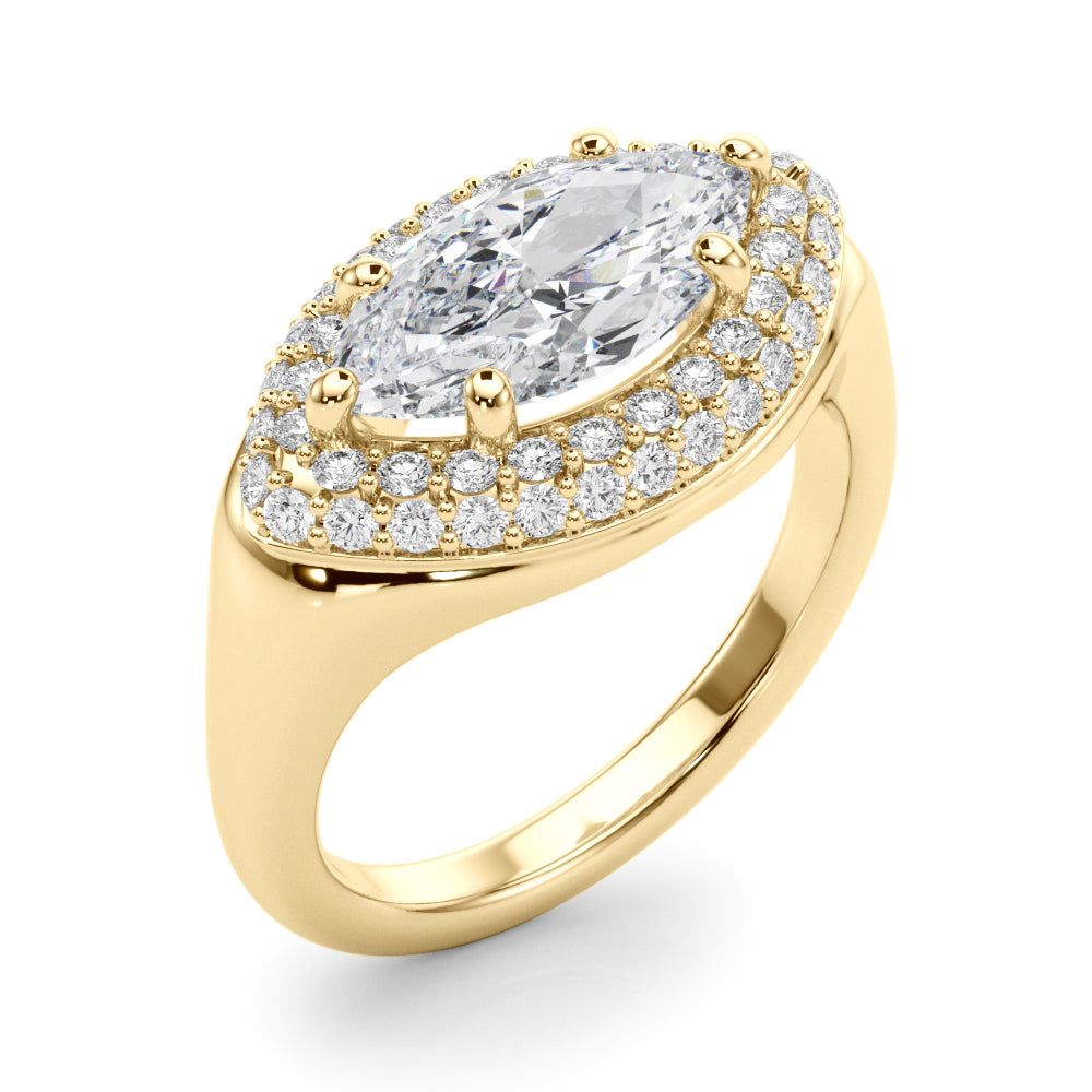 Resplendent Trellis Marquise Diamond Engagement Ring — 9K/18K Gold & Platinum