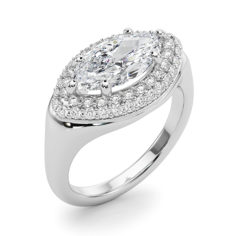 Resplendent Trellis Marquise Diamond Engagement Ring — 9K/18K Gold & Platinum