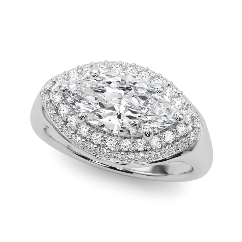 Resplendent Trellis Marquise Diamond Engagement Ring — 9K/18K Gold & Platinum