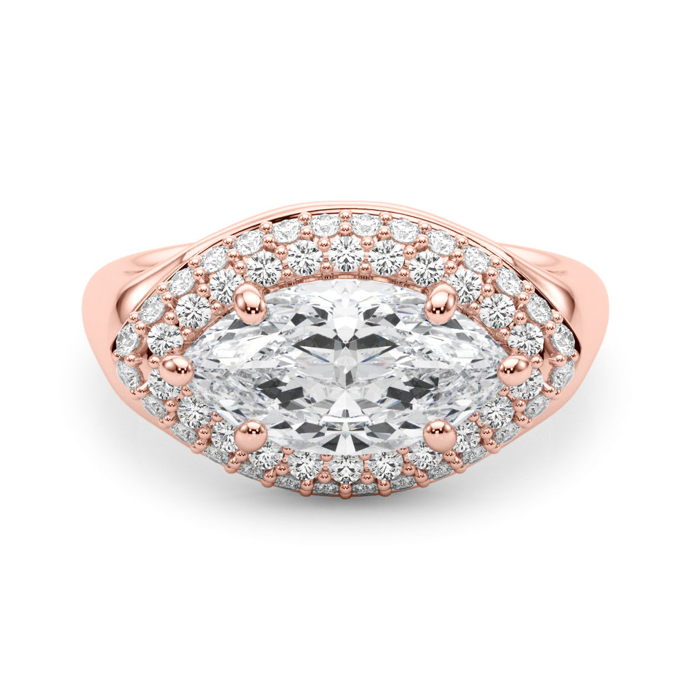 Resplendent Trellis Marquise Diamond Engagement Ring — 9K/18K Gold & Platinum