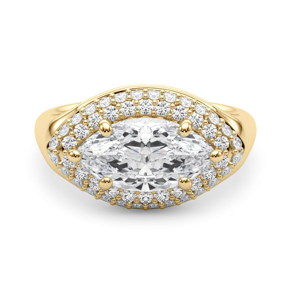 Resplendent Trellis Marquise Diamond Engagement Ring — 9K/18K Gold & Platinum