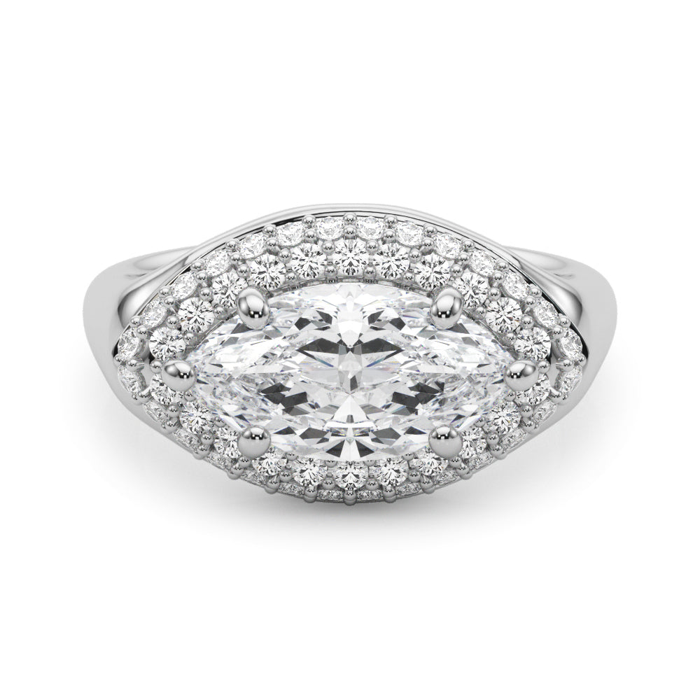 Resplendent Trellis Marquise Diamond Engagement Ring — 9K/18K Gold & Platinum