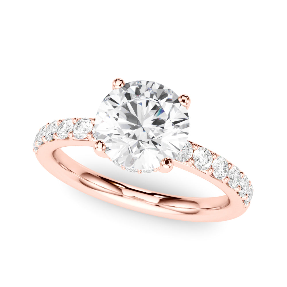 Cherished Rd Center Round Diamond Engagement Ring — 9K/18K Gold & Platinum