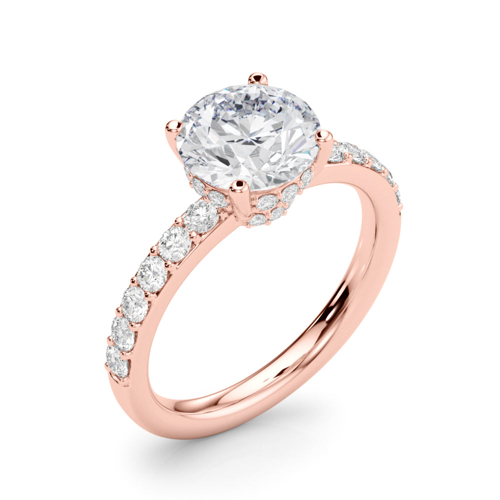 Cherished Rd Center Round Diamond Engagement Ring — 9K/18K Gold & Platinum