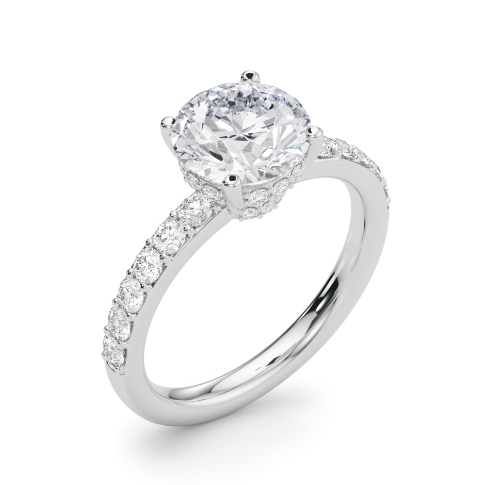 Cherished Rd Center Round Diamond Engagement Ring — 9K/18K Gold & Platinum