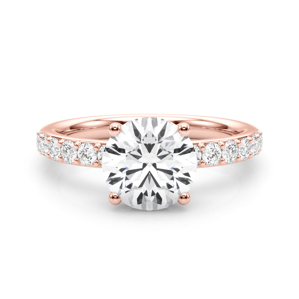 Cherished Rd Center Round Diamond Engagement Ring — 9K/18K Gold & Platinum