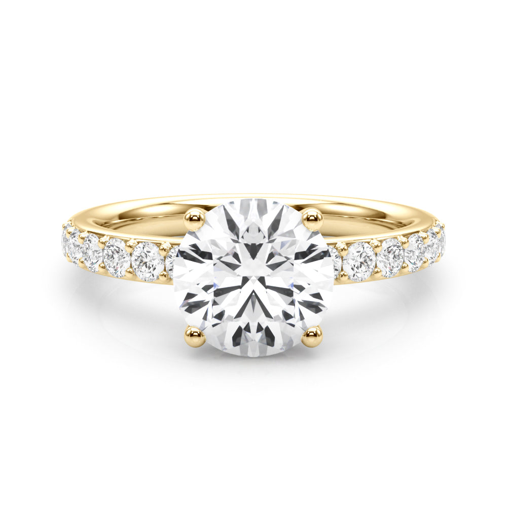 Cherished Rd Center Round Diamond Engagement Ring — 9K/18K Gold & Platinum