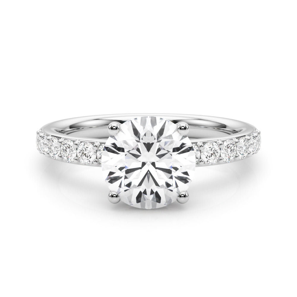 Cherished Rd Center Round Diamond Engagement Ring — 9K/18K Gold & Platinum