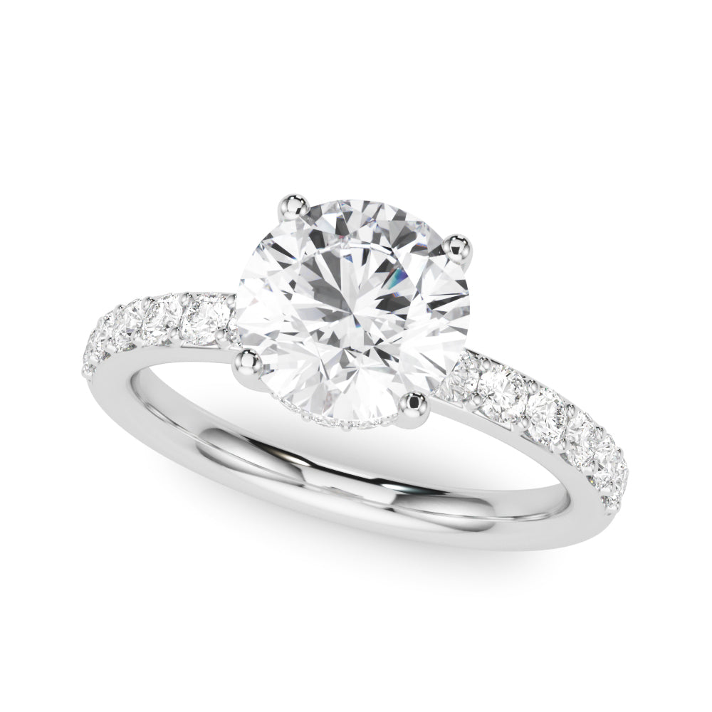 Cherished Rd Center Round Diamond Engagement Ring — 9K/18K Gold & Platinum