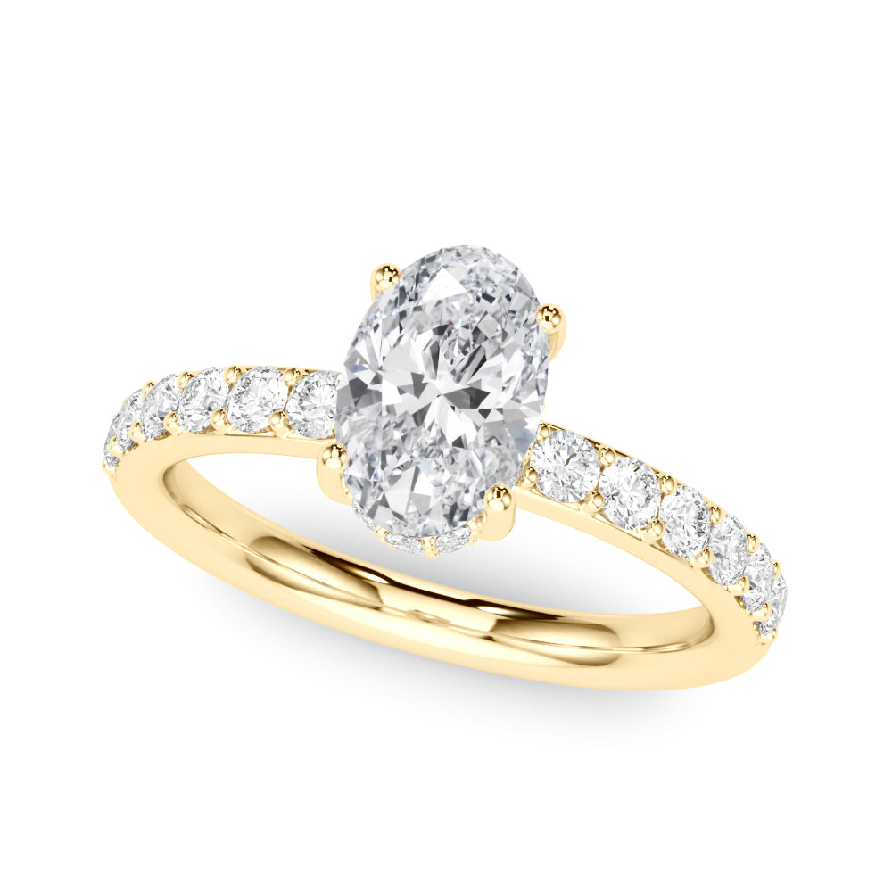 Noble Ov Center Oval Diamond Engagement Ring — 9K/18K Gold & Platinum
