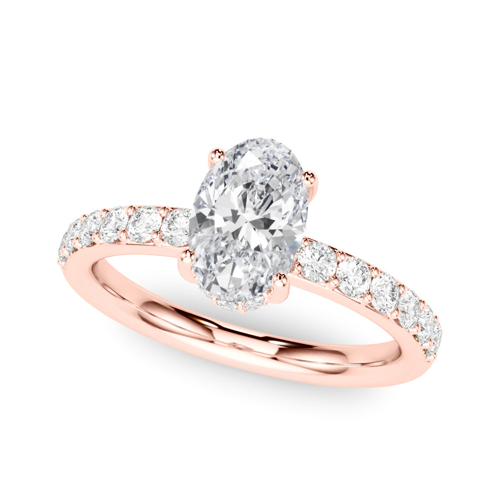 Noble Ov Center Oval Diamond Engagement Ring — 9K/18K Gold & Platinum
