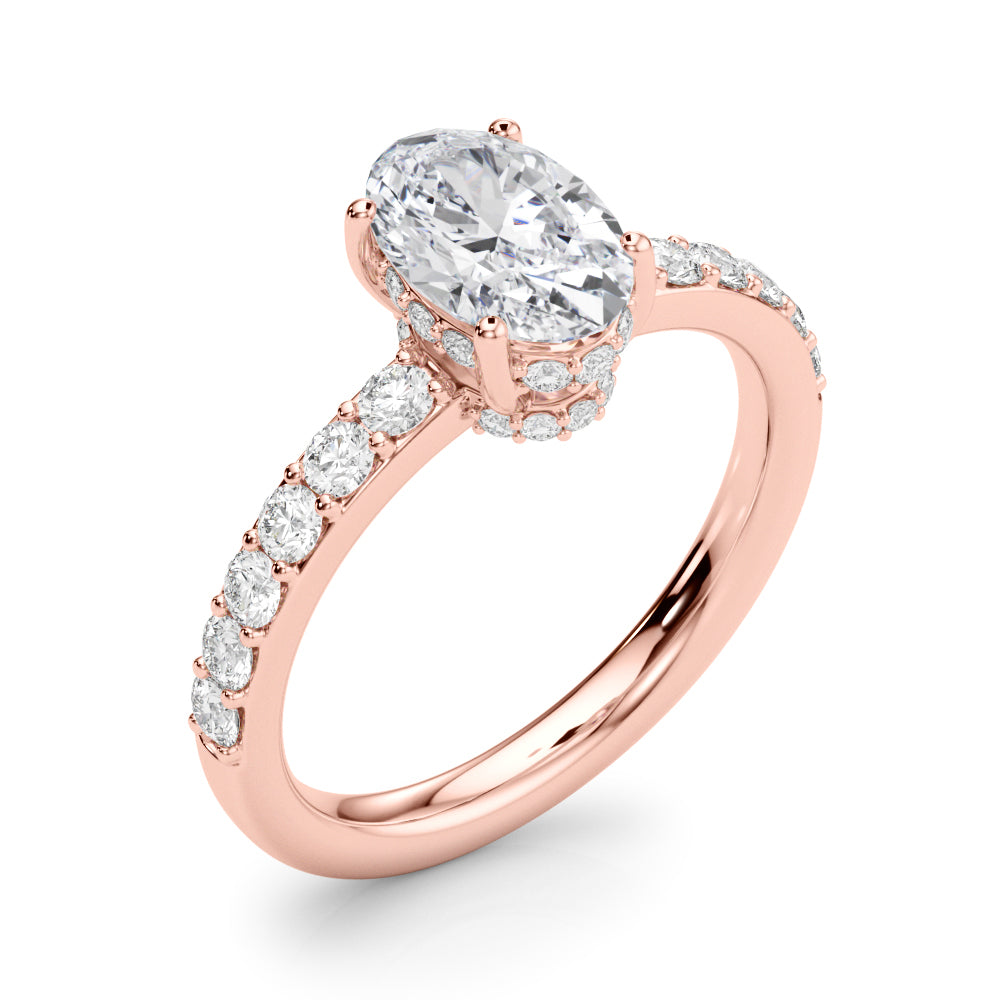 Noble Ov Center Oval Diamond Engagement Ring — 9K/18K Gold & Platinum