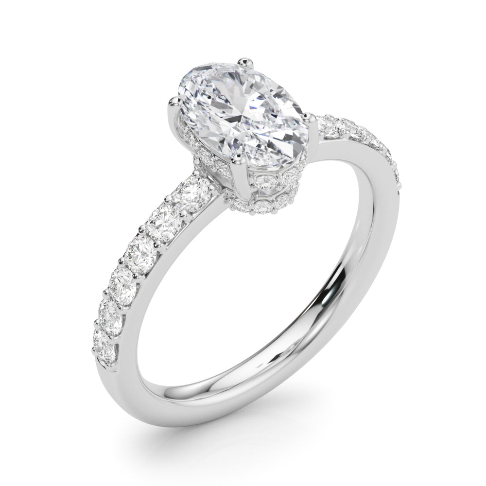 Noble Ov Center Oval Diamond Engagement Ring — 9K/18K Gold & Platinum