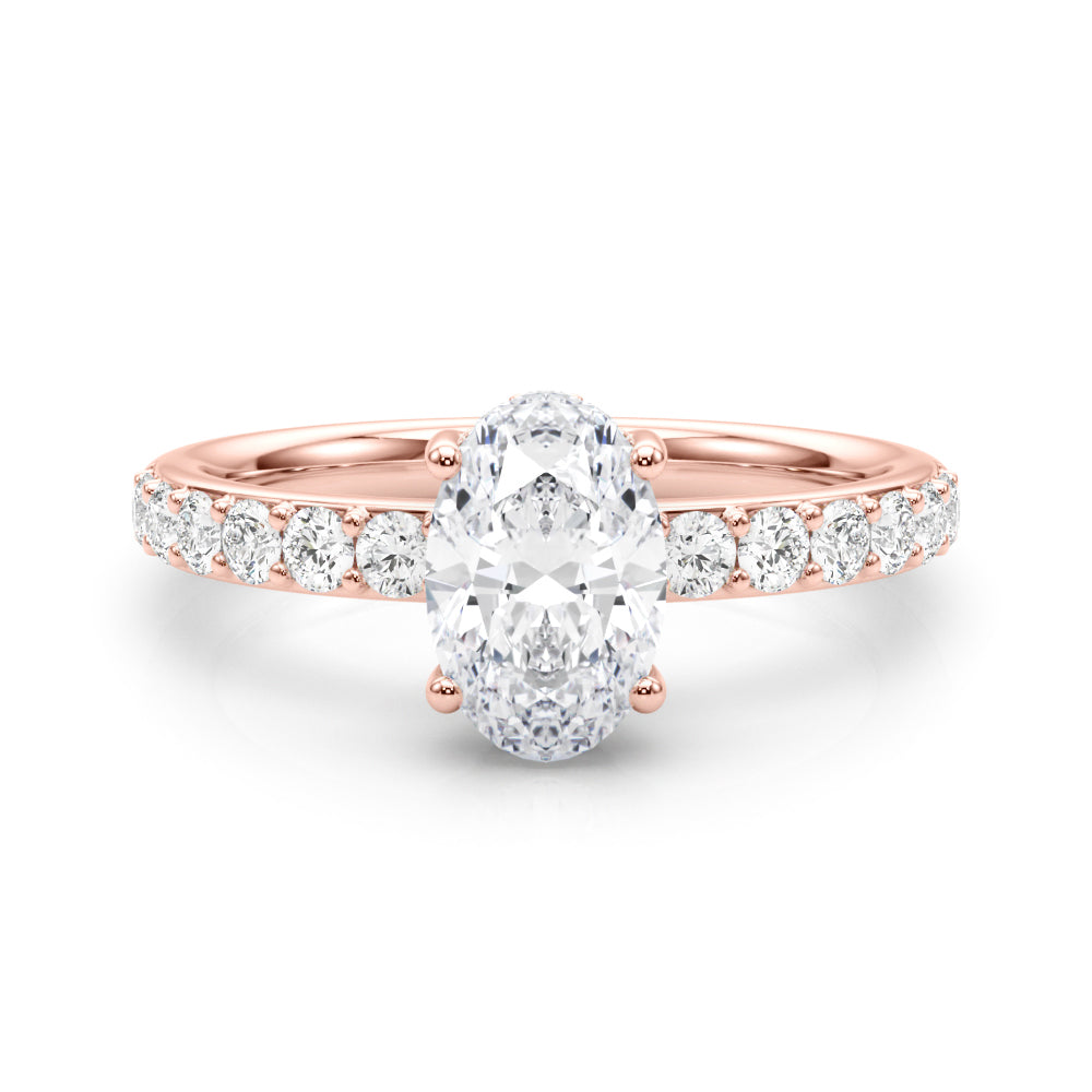 Noble Ov Center Oval Diamond Engagement Ring — 9K/18K Gold & Platinum