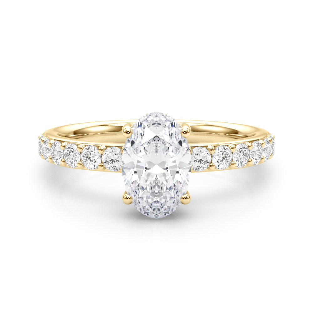Noble Ov Center Oval Diamond Engagement Ring — 9K/18K Gold & Platinum