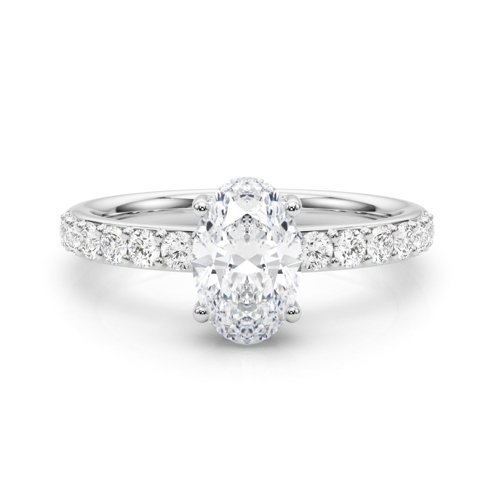 Noble Ov Center Oval Diamond Engagement Ring — 9K/18K Gold & Platinum