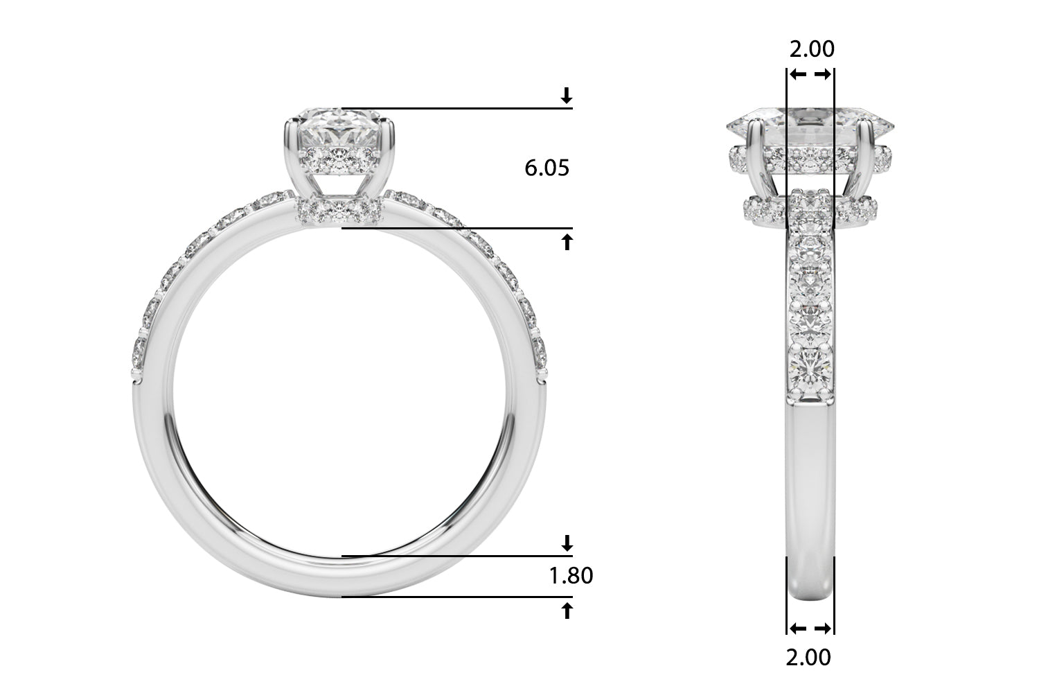 Noble Ov Center Oval Diamond Engagement Ring — 9K/18K Gold & Platinum