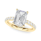 Classic Em Center Emerald Diamond Engagement Ring — 9K/18K Gold & Platinum