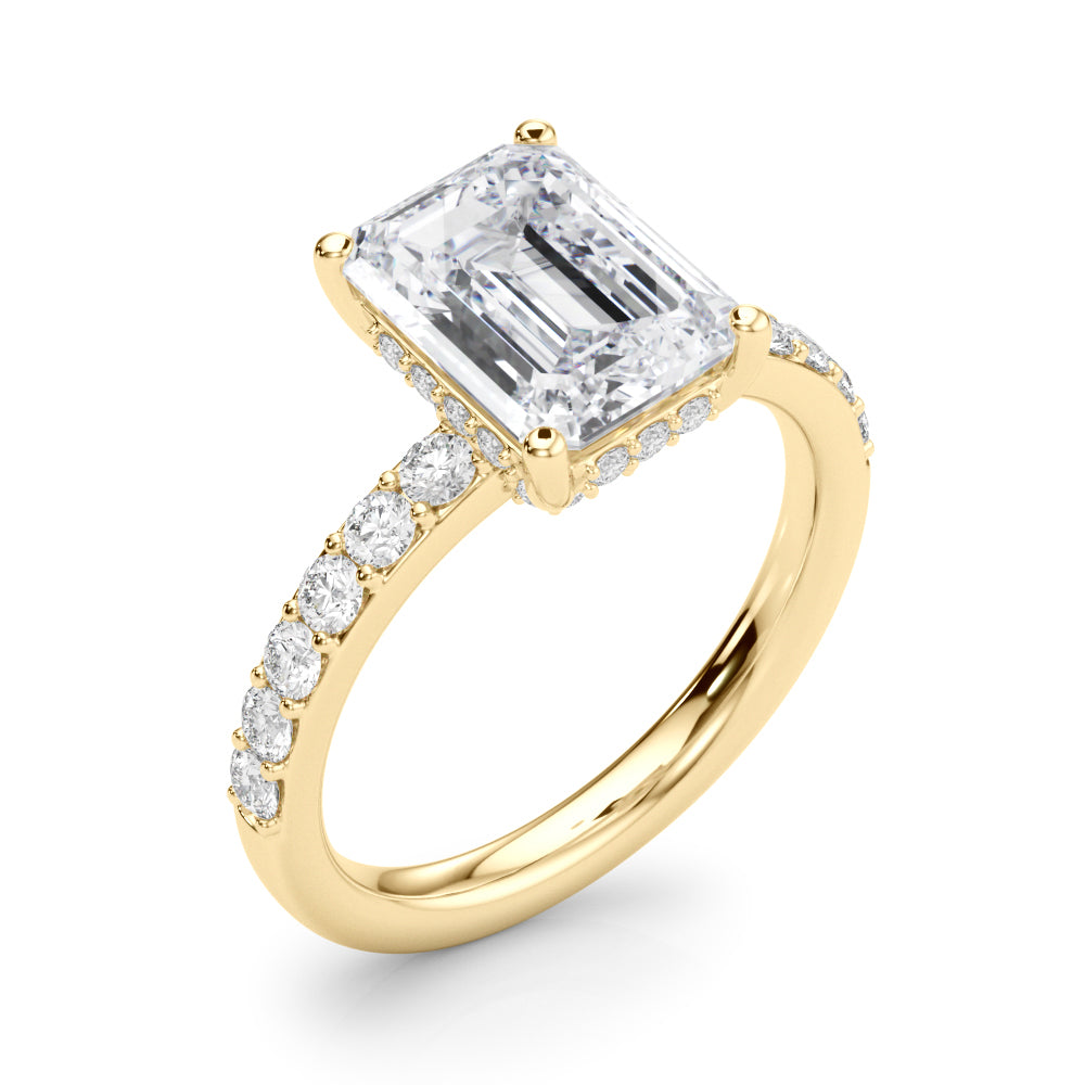 Classic Em Center Emerald Diamond Engagement Ring — 9K/18K Gold & Platinum