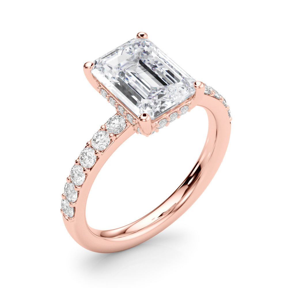Classic Em Center Emerald Diamond Engagement Ring — 9K/18K Gold & Platinum